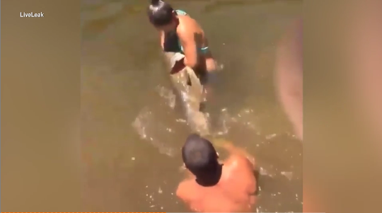 Girl Catches Gigantic Catfish Bare Handed