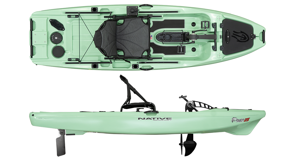 Native Watercraft Slayer Propel 10 LTE pedal fishing kayak, Andros Green