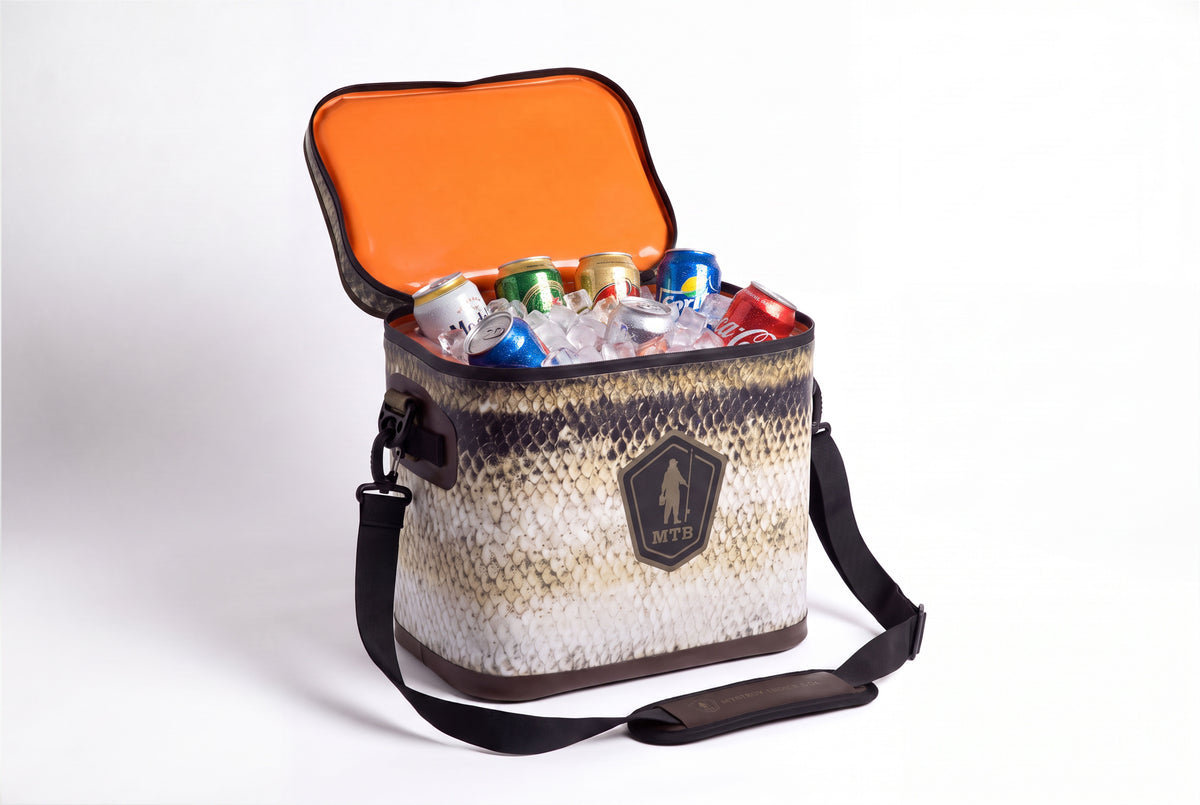 Scale Series Soft Cooler open and loaded with iced cans