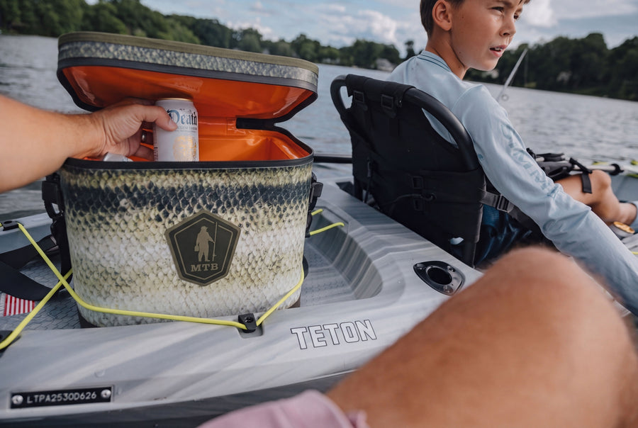Scale Series Soft Cooler strapped to the back of a kayak
