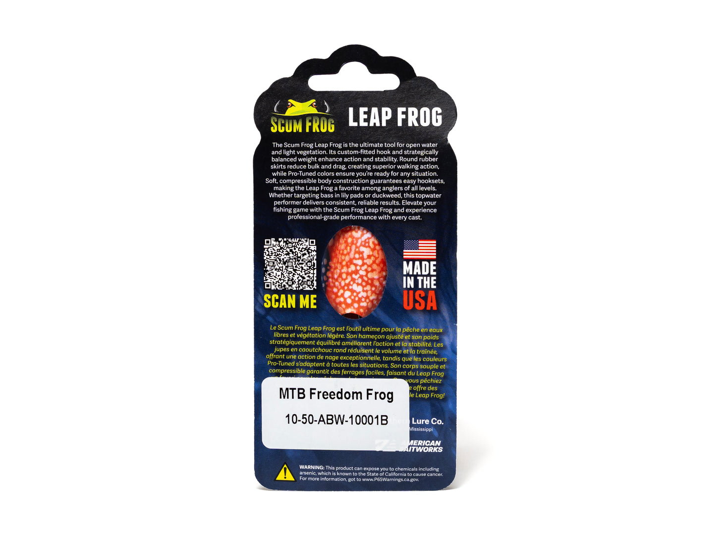 Packaged Scun Frog Leap Frog with branding and product details on a white background