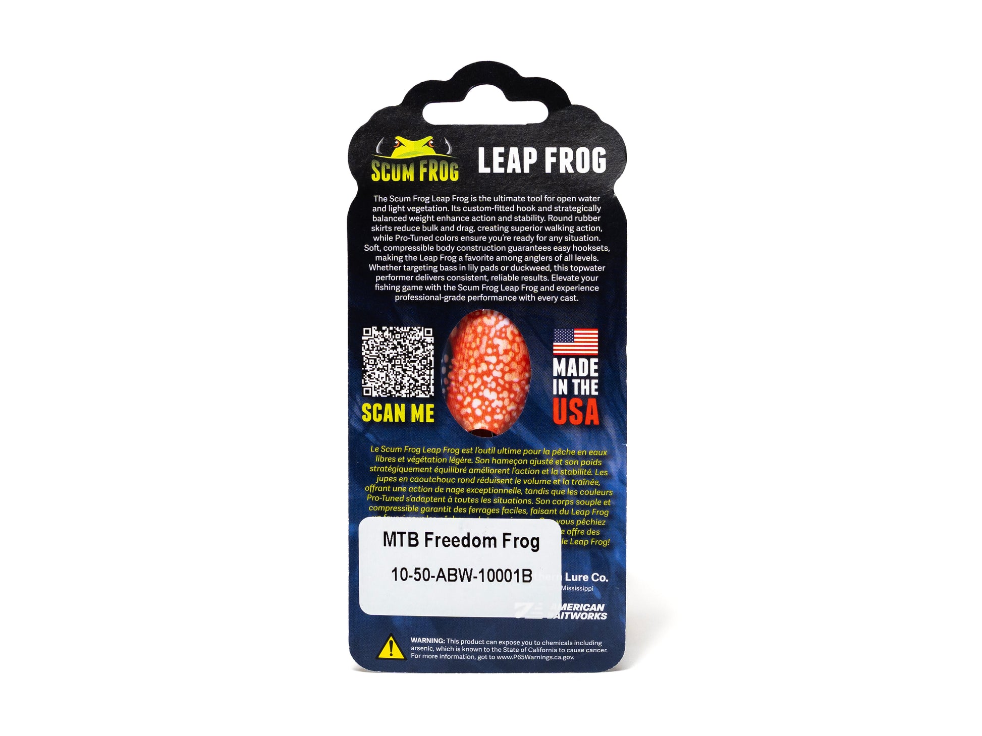Packaged Scun Frog Leap Frog with branding and product details on a white background