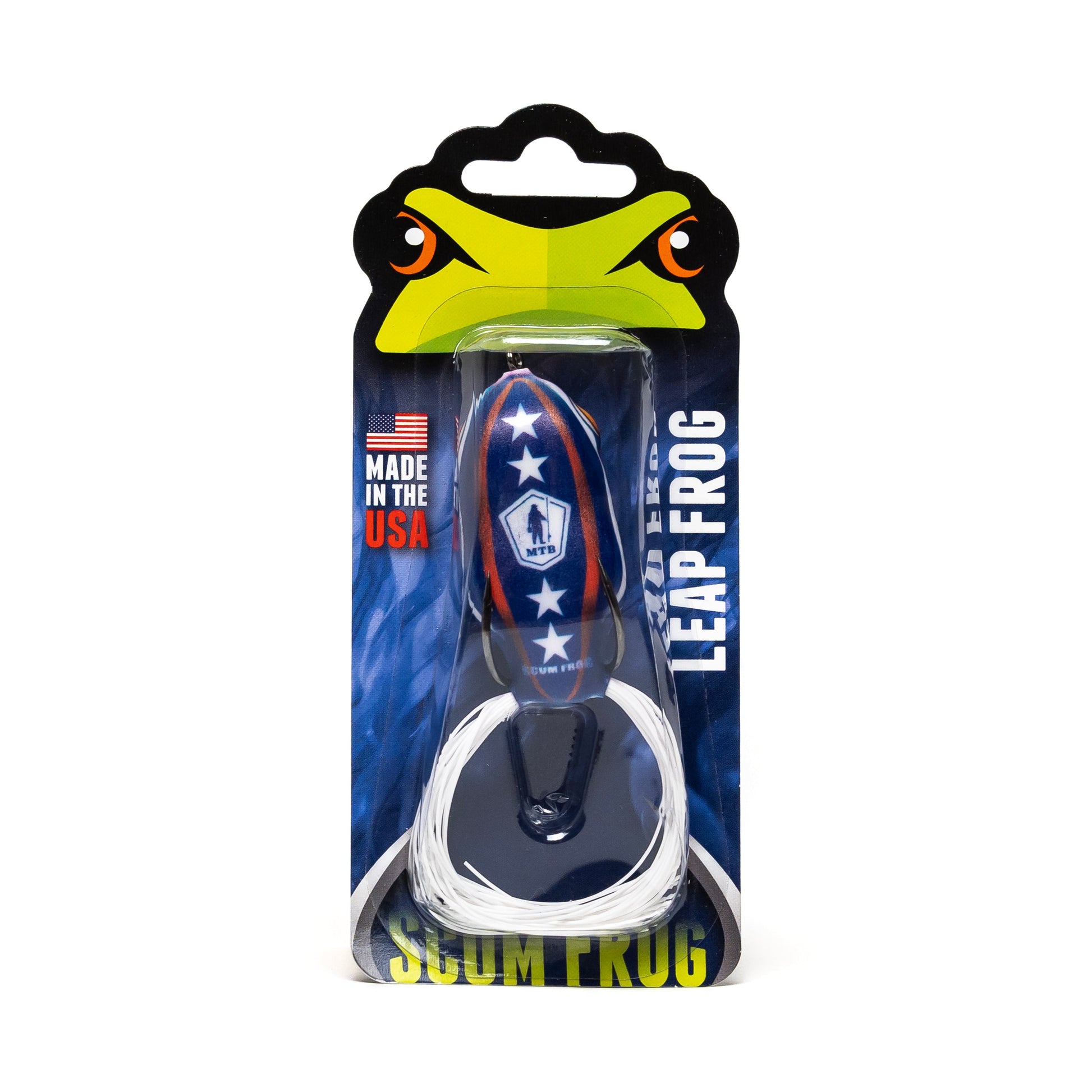 Fishing lure in packaging with 'Leap Frog' branding on a white background