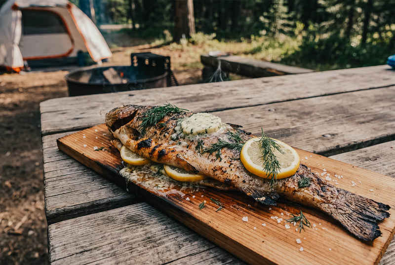 Grilled Cedar Plank Trout with Lemon-Dill Butter