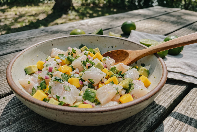 Crappie Ceviche with Lime, Avocado & Mango